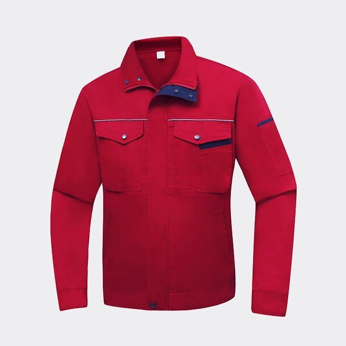 拉链款春秋长袖工作服工装上衣 涤棉厚纱卡（涤80%棉20%）枣红色 5XL/195码 - ACESUN艾斯琳
