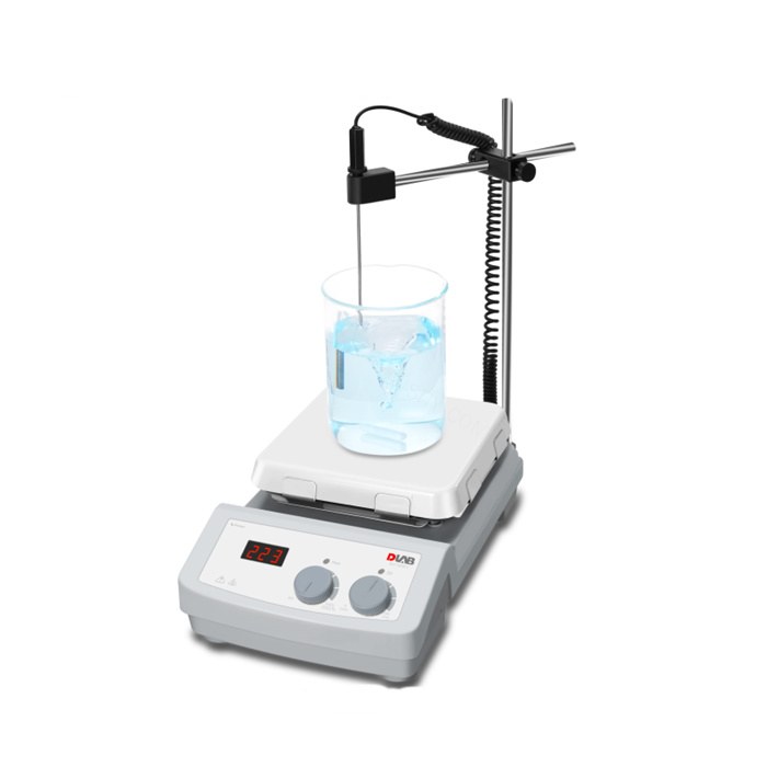 LED数显加热型7寸方盘磁力搅拌器玻璃陶瓷盘面 0-1500rpm RT~550℃ 10L(含PT1000和支架) - DragonLab/大龙