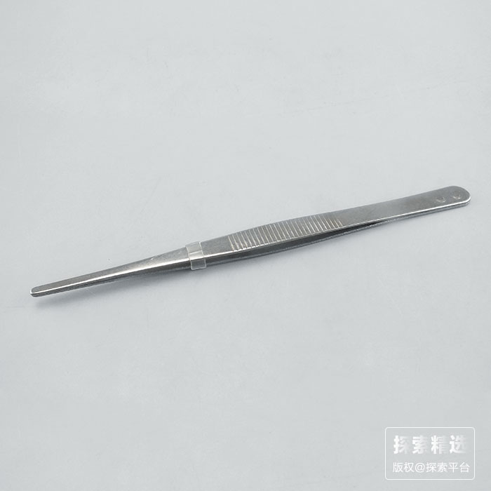 不锈钢镊子 直圆头 不带钩 带防滑条纹 125mm（替代货号：02027206）