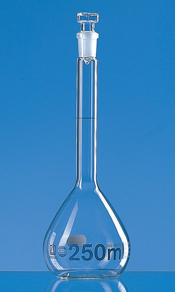 容量瓶,BLAUBRAND, A级,50 ml,宽颈,Boro 3.3, NS 14/23 玻璃瓶塞