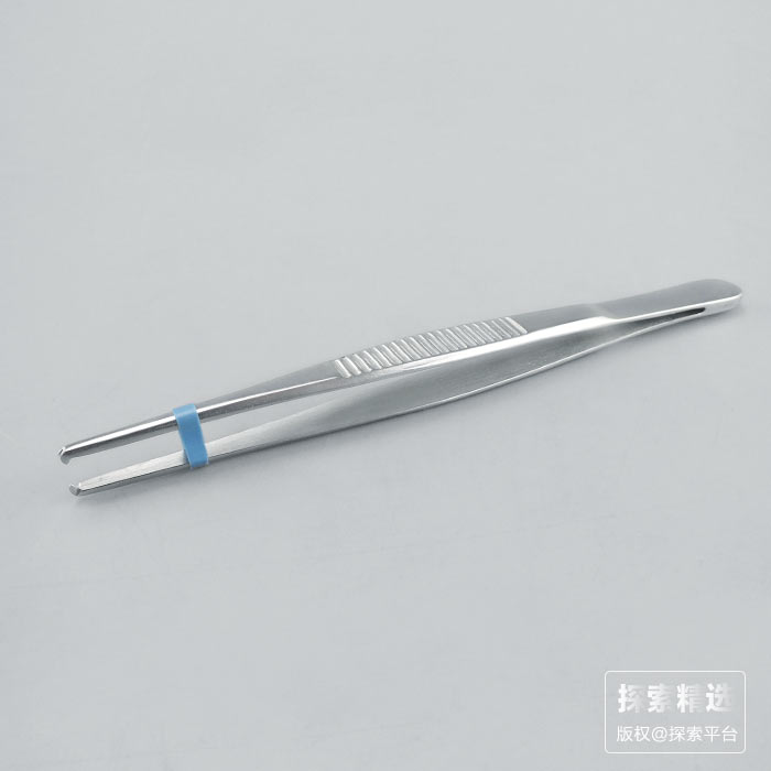 组织镊  带钩 不带防滑条纹 140mm