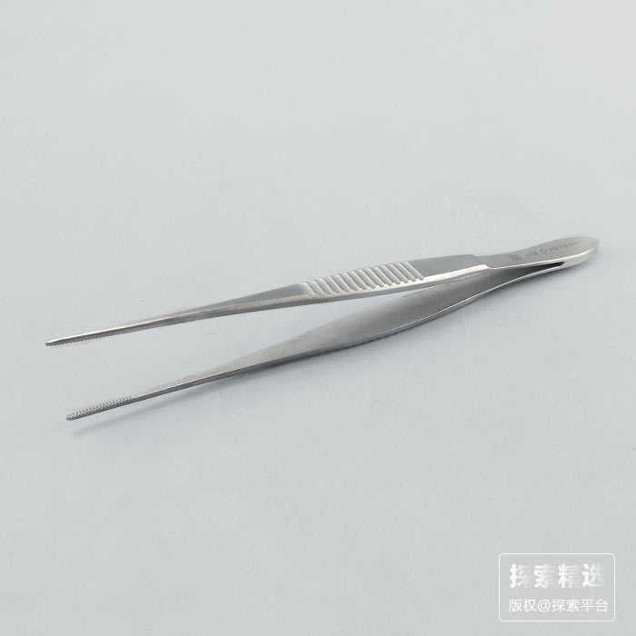 眼用镊 直圆头 不带钩 带防滑条纹 100mm 科研专用