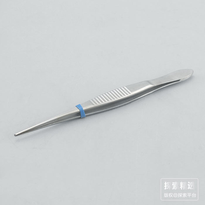 眼用镊 直圆头 带钩 不带防滑条纹 100mm 科研专用