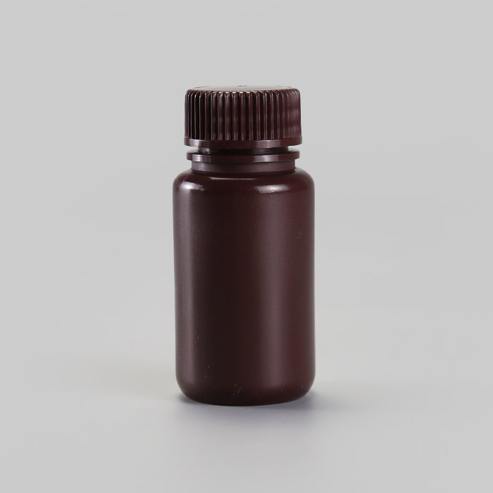 塑料广口瓶，HDPE，60ml，琥珀色，无酶，免洗，防漏设计无内盖，灭菌