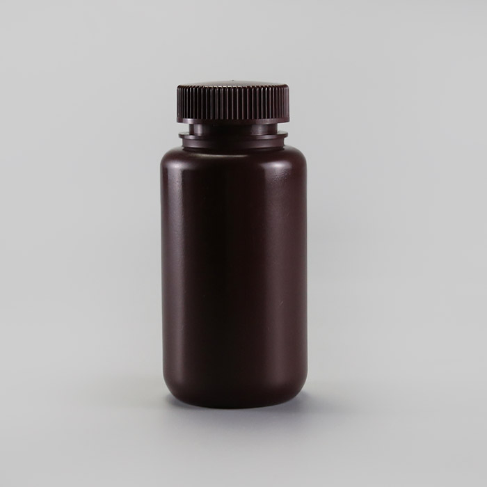 塑料广口瓶，HDPE，250ml，琥珀色，无酶，免洗，防漏设计无内盖，灭菌