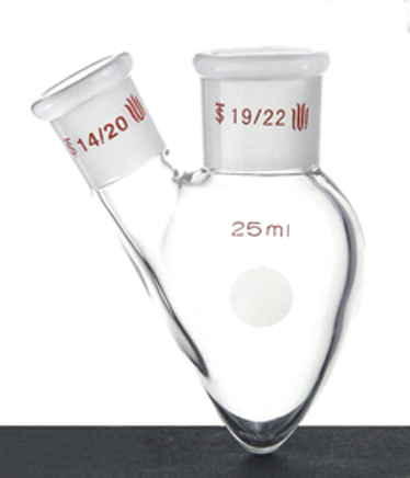 两口鸡心瓶 中间磨口：19/22 侧磨口：19/22 100ml - 欣维尔