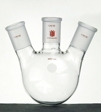 斜三口球瓶 厚壁高强度 中间磨口：45/50 侧磨口：24/40 500ml - 欣维尔