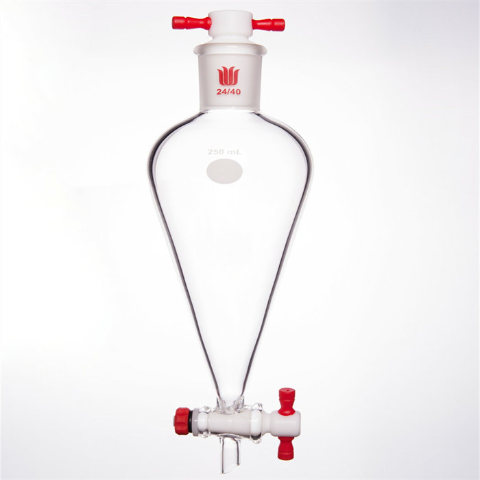 具四氟塞分液漏斗 上磨口：24/40，四氟节门：4 mm，250ml - 欣维尔