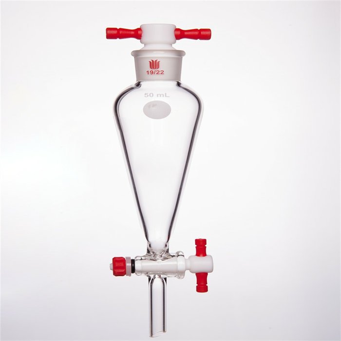 具四氟塞分液漏斗 上磨口：19/22，四氟节门：2 mm，50ml - 欣维尔