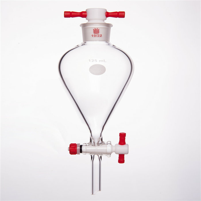 具四氟塞分液漏斗 上磨口:19/22,四氟节门:2 mm,125ml