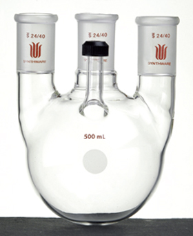 侧边具罗纹口的四口圆底烧瓶 中心磨口：24/40 侧磨口：24/40 1000ml - 欣维尔