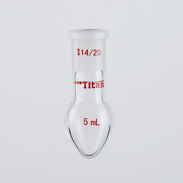 厚壁鸡心磨口烧瓶 高强度，脖加长：15mm，磨口：14/20，5ml 特优级 - ACESUN艾斯琳