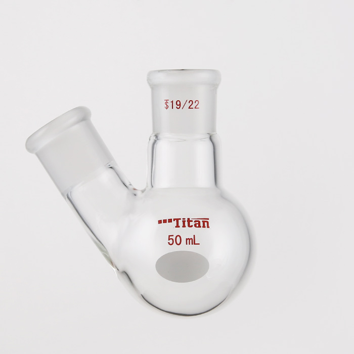 厚壁斜两口瓶 中间磨口:19/22,侧磨口:19/22,50ml 特优级 爆款