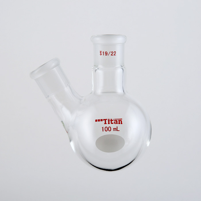 厚壁斜两口瓶 中间磨口:19/22,侧磨口:19/22,100ml 特优级 爆款