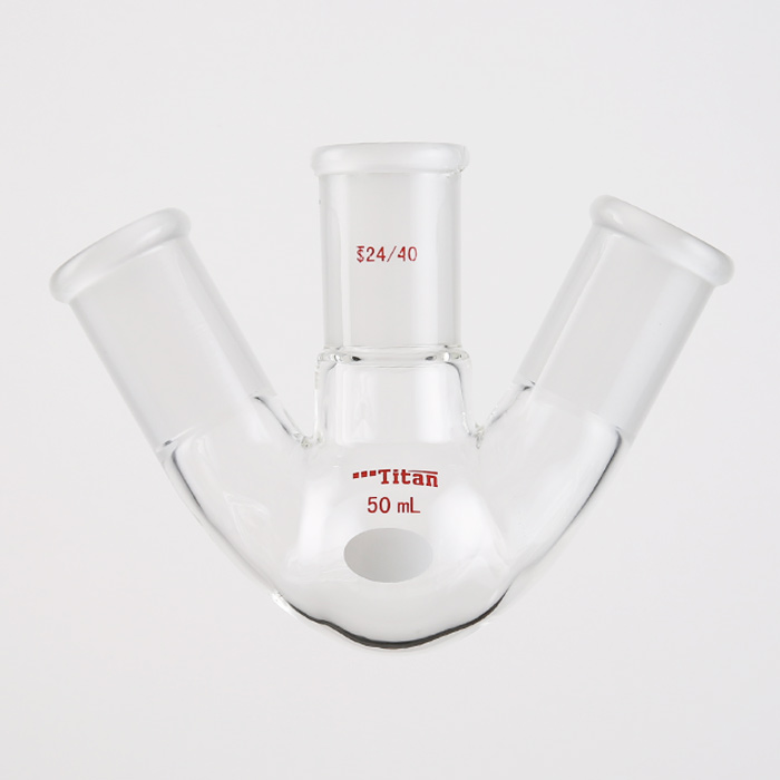 斜三口球瓶 厚壁高强度，中间磨口：24/40，侧磨口：24/40，50ml 特优级 爆款 - ACESUN艾斯琳
