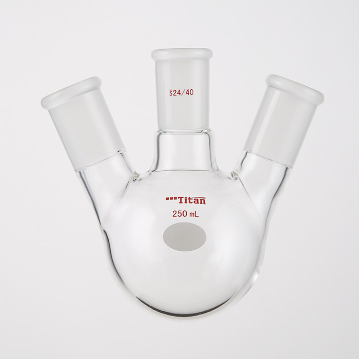 斜三口球瓶 厚壁高强度，中间磨口：24/40，侧磨口：24/40，250ml 特优级 爆款 - ACESUN艾斯琳