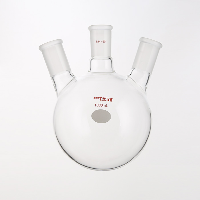 斜三口球瓶 厚壁高强度，中间磨口：24/40，侧磨口：24/40，1000ml 特优级 爆款 - ACESUN艾斯琳