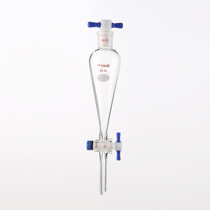 具四氟塞分液漏斗 上磨口:19/22,四氟节门:2 mm,50ml 特优级