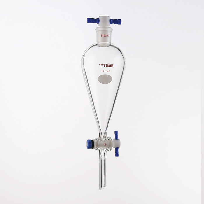 具四氟塞分液漏斗 上磨口：19/22，四氟节门：2 mm，125ml 特优级 爆款 - ACESUN艾斯琳