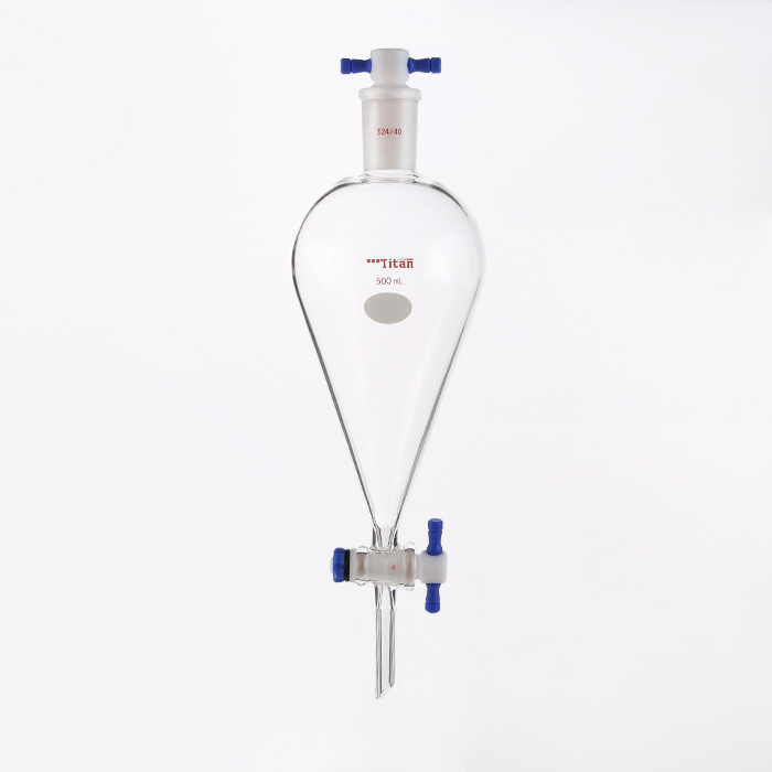 具四氟塞分液漏斗 上磨口：24/40，四氟节门：4 mm，500ml 特优级 爆款 - ACESUN艾斯琳