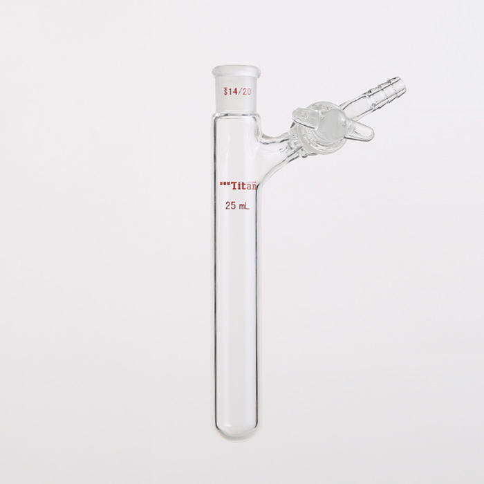 反应管 具2mm玻璃节门,磨口:14/20,25ml 特优级