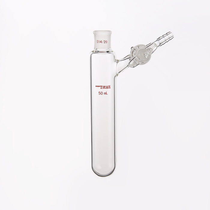 反应管 具2mm玻璃节门,磨口:14/20,50ml 特优级