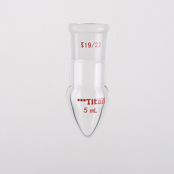 厚壁鸡心磨口烧瓶 高强度，脖加长：15mm，磨口：19/22，5ml 特优级 - ACESUN艾斯琳