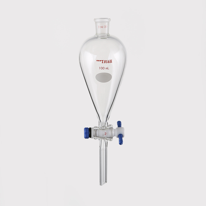 具四氟塞分液漏斗 上磨口：14/20，四氟节门：2 mm，100ml 特优级 - ACESUN艾斯琳