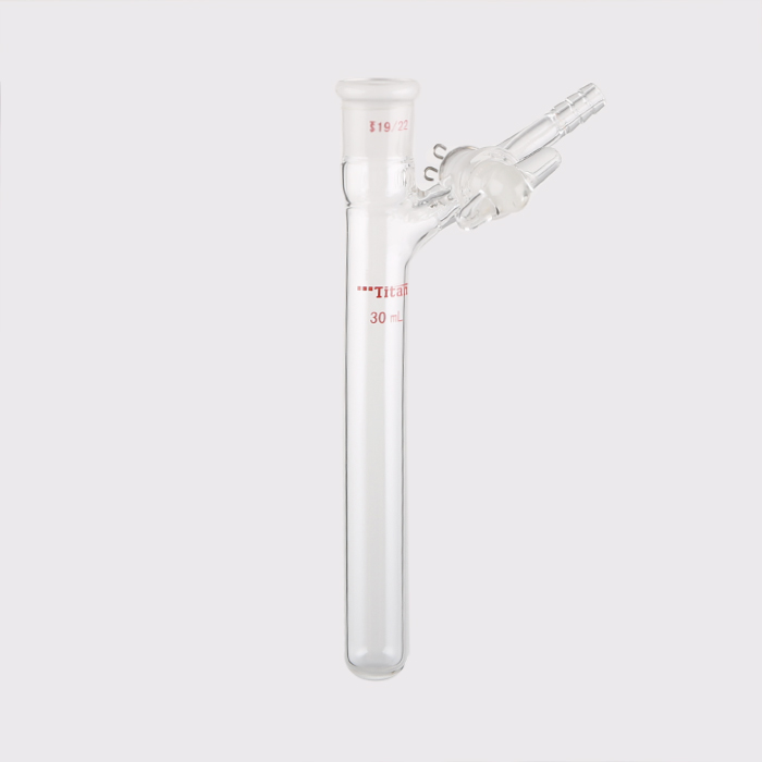 反应管,内磨口19/22,玻璃节门,30ml 特优级 适配加热块:05027319