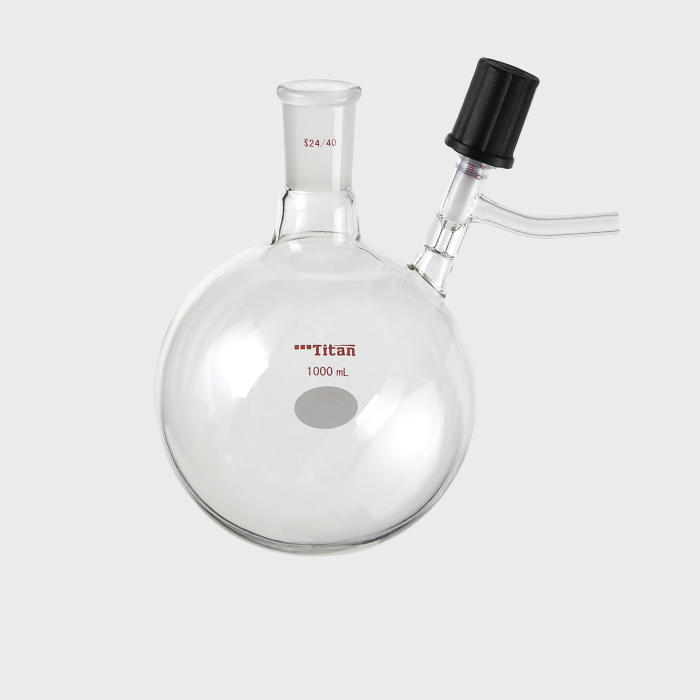 具侧管高真空阀反应瓶 磨口:24/40,高真空阀:0-4mm,1000ml 特优级