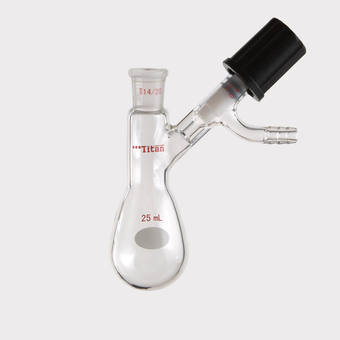 反应茄瓶 具0-4mm高真空阀,磨口:14/20,25ml 特优级