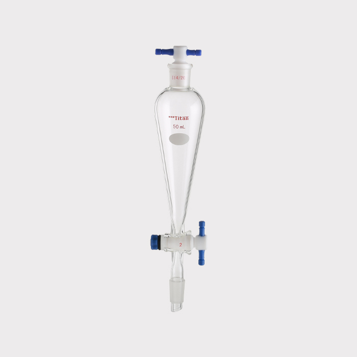 具下磨口四氟塞分液漏斗 上下磨口：14/20，四氟节门：2mm，50ml 特优级 - ACESUN艾斯琳