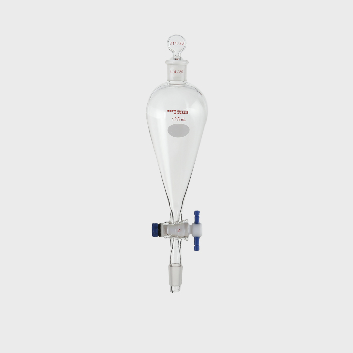 具下磨口玻璃塞分液漏斗 上下磨口：14/20，四氟节门：2mm，125ml 特优级