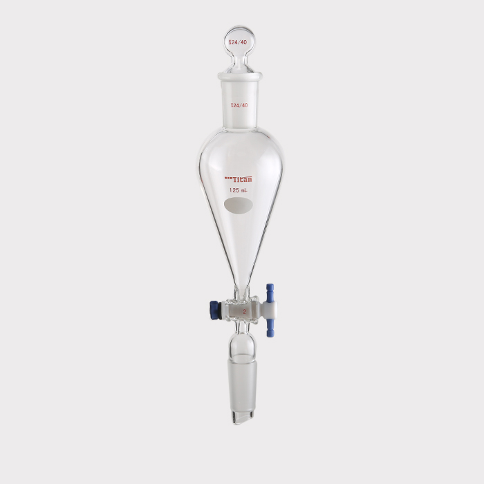 具下磨口玻璃塞分液漏斗 上下磨口:24/40,四氟节门:2mm,125ml 特优级