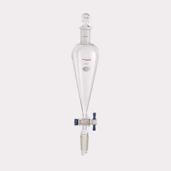 具下磨口玻璃塞分液漏斗 上下磨口：24/40，四氟节门：4mm，250ml 特优级 - ACESUN艾斯琳