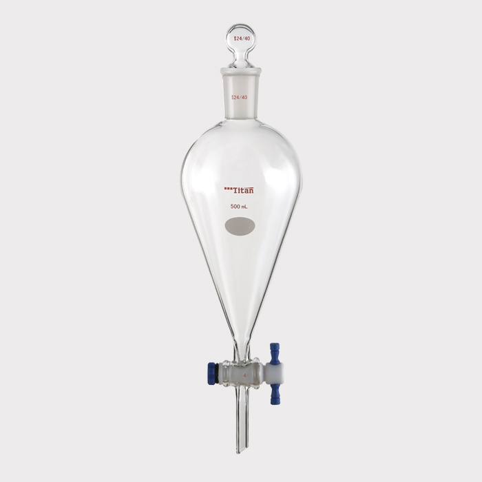 具玻璃塞分液漏斗 上磨口：24/40，四氟节门：4 mm，500ml 特优级 爆款 - ACESUN艾斯琳