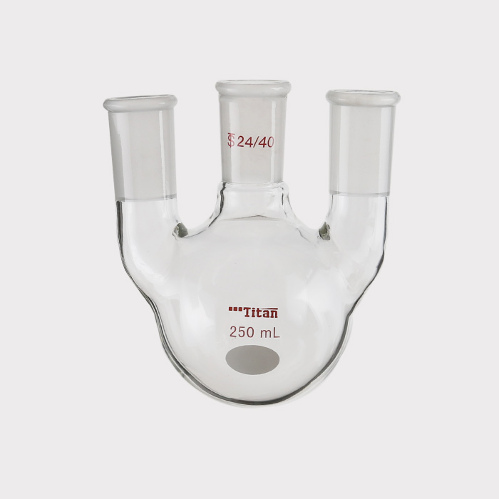 直三口球瓶 厚壁高强度，中间磨口：24/40，侧磨口：24/40，250ml 特优级 - ACESUN艾斯琳