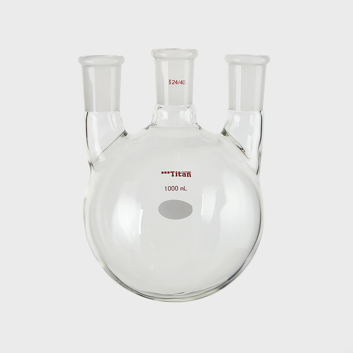 直三口球瓶 厚壁高强度,中间磨口:24/40,侧磨口:24/40,1000ml 特优级 爆款