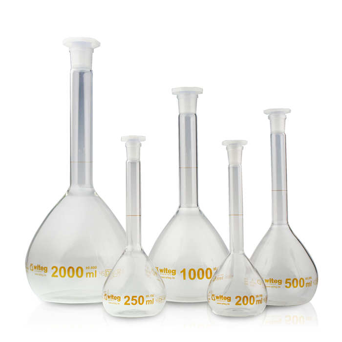 容量瓶A级 塑料塞 50ml 12/21 - Witeg