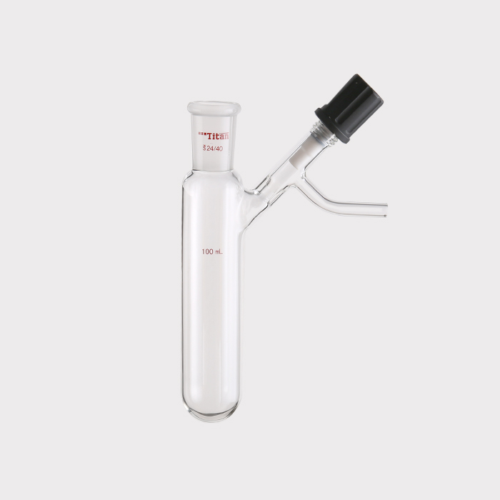 具侧管高真空阀反应管 磨口：24/40，高真空阀：0-4mm，100ml 特优级 - ACESUN艾斯琳