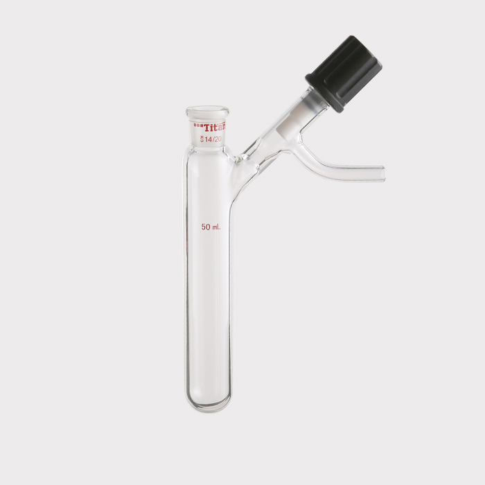 具侧管高真空阀反应管 磨口:14/20,高真空阀:0-4mm,50ml 特优级
