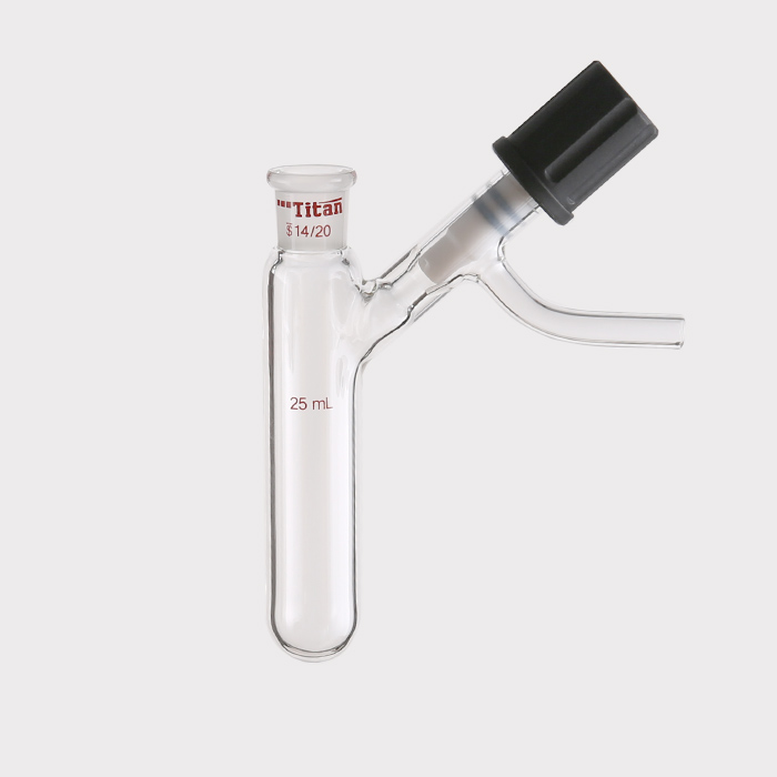 具侧管高真空阀反应管 磨口：14/20，高真空阀：0-4mm，25ml 特优级 - ACESUN艾斯琳