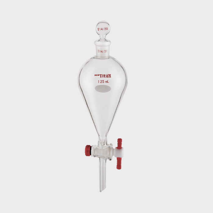 具玻璃塞分液漏斗 上磨口：14/20，四氟节门：2 mm，125ml 特优级 - ACESUN艾斯琳