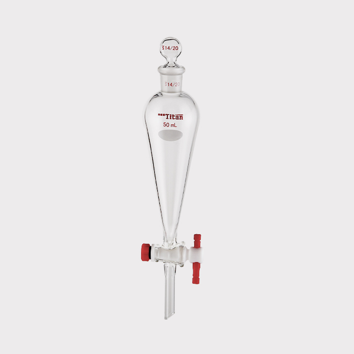 具玻璃塞分液漏斗 上磨口：14/20，四氟节门：2 mm，50ml 特优级 - ACESUN艾斯琳