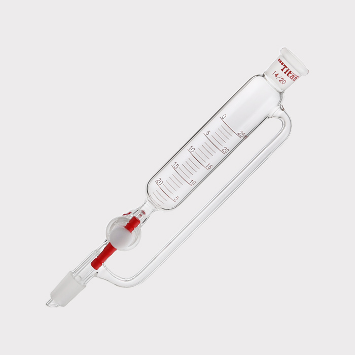 精细可调式带刻度恒压滴液漏斗 磨口：14/20，节门孔径：2mm，25ml 特优级 - ACESUN艾斯琳