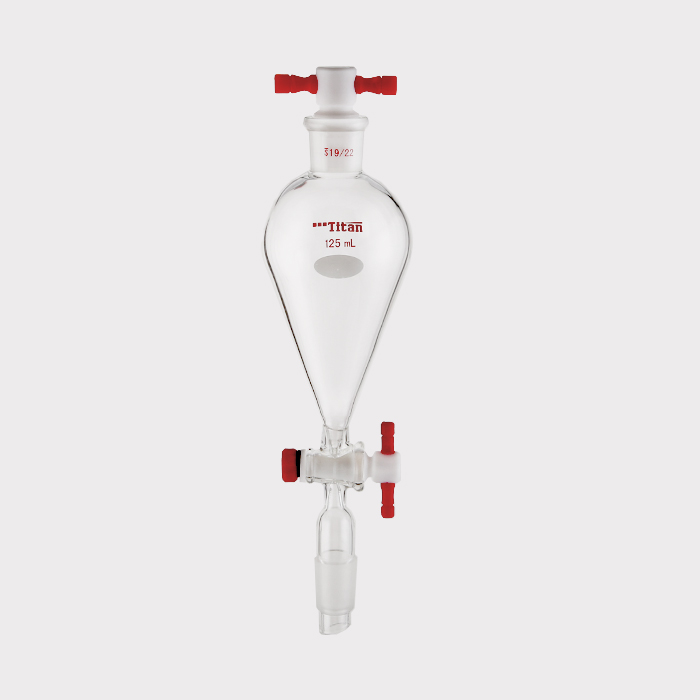 具下磨口四氟塞分液漏斗 上下磨口：19/22，四氟节门：2mm，125ml 特优级 - ACESUN艾斯琳