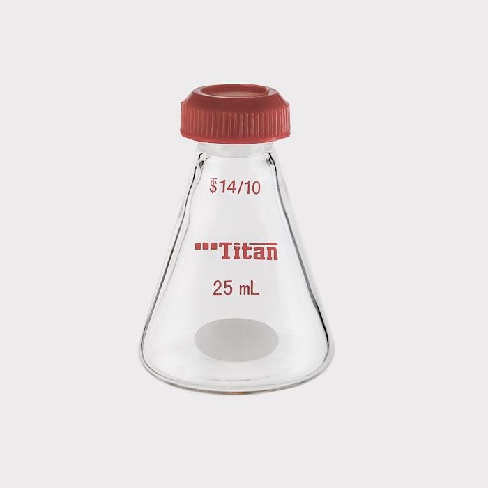微量螺纹口具孔盖三角瓶 磨口：10/14 25ml 特优级 - ACESUN艾斯琳