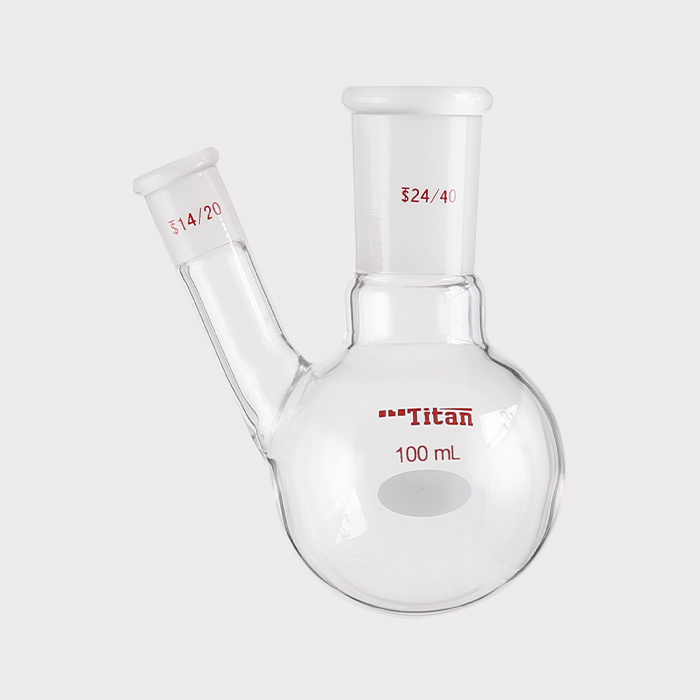 厚壁斜两口瓶 中间磨口：24/40，侧磨口：14/20，100ml 特优级 - ACESUN艾斯琳