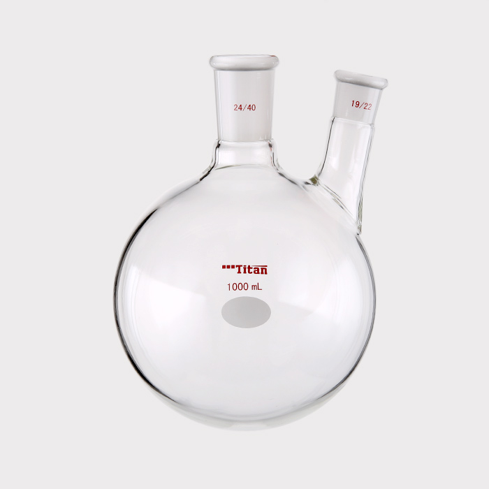 厚壁斜两口瓶 中间磨口:24/40,侧磨口:19/22,1000ml 特优级