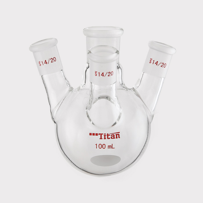 斜四口烧瓶 中间磨口：19/22，侧磨口：14/20，前磨口：14/20，100ml 特优级 爆款 - ACESUN艾斯琳